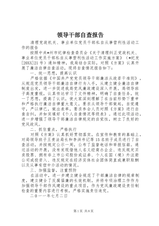 2024年领导干部自查报告