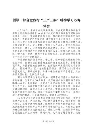 2024年领导干部自觉践行三严三实精神学习心得体会