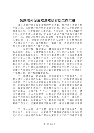 2024年领路农村发展双培双优行动工作汇报