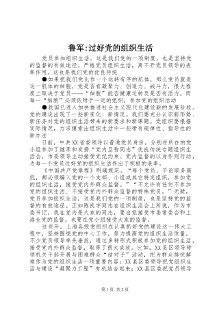 2024年鲁军过好党的组织生活