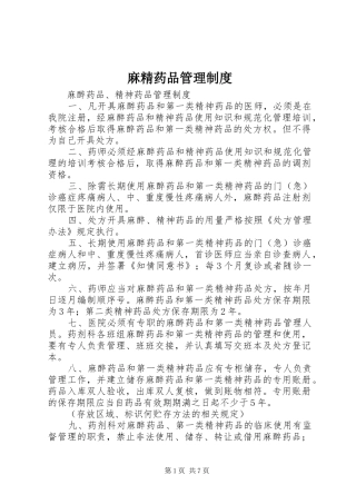 2024年麻精药品管理制度