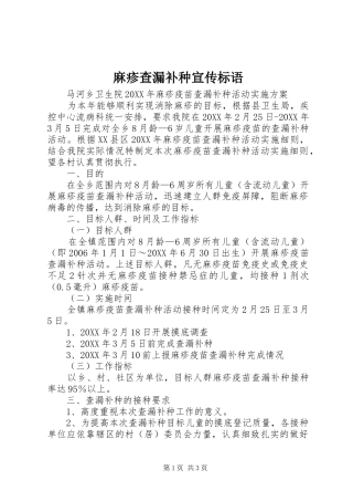 2024年麻疹查漏补种宣传标语