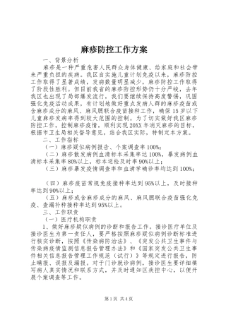 2024年麻疹防控工作方案
