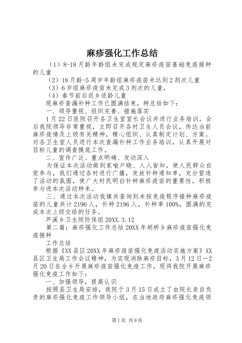 2024年麻疹强化工作总结_第1页