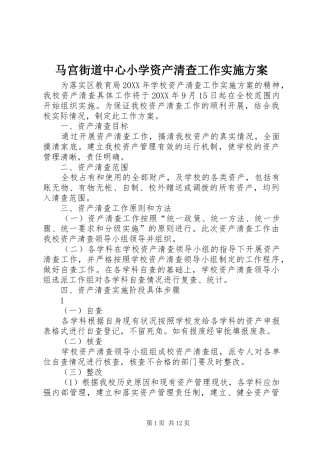 2024年马宫街道中心小学资产清查工作实施方案