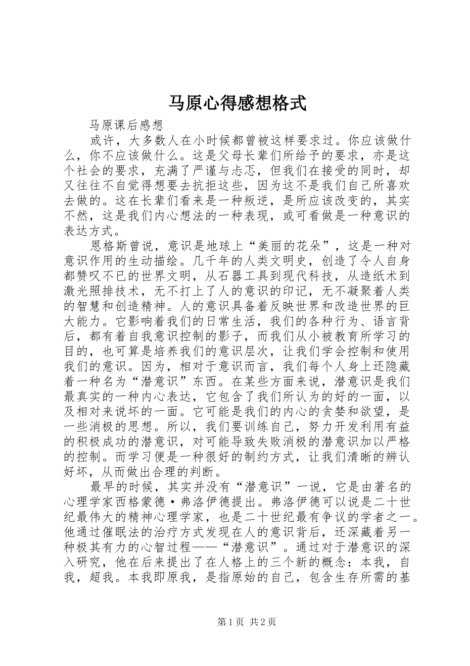 2024年马原心得感想格式_第1页