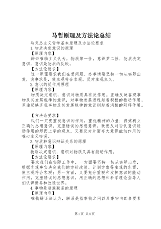2024年马哲原理及方法论总结