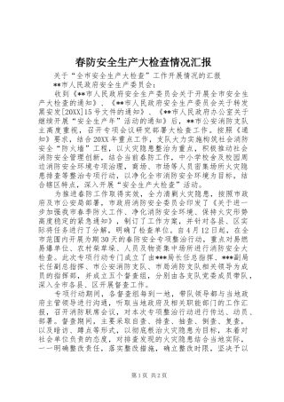 2024年春防安全生产大检查情况汇报