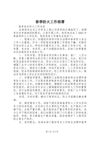 2024年春季防火工作部署