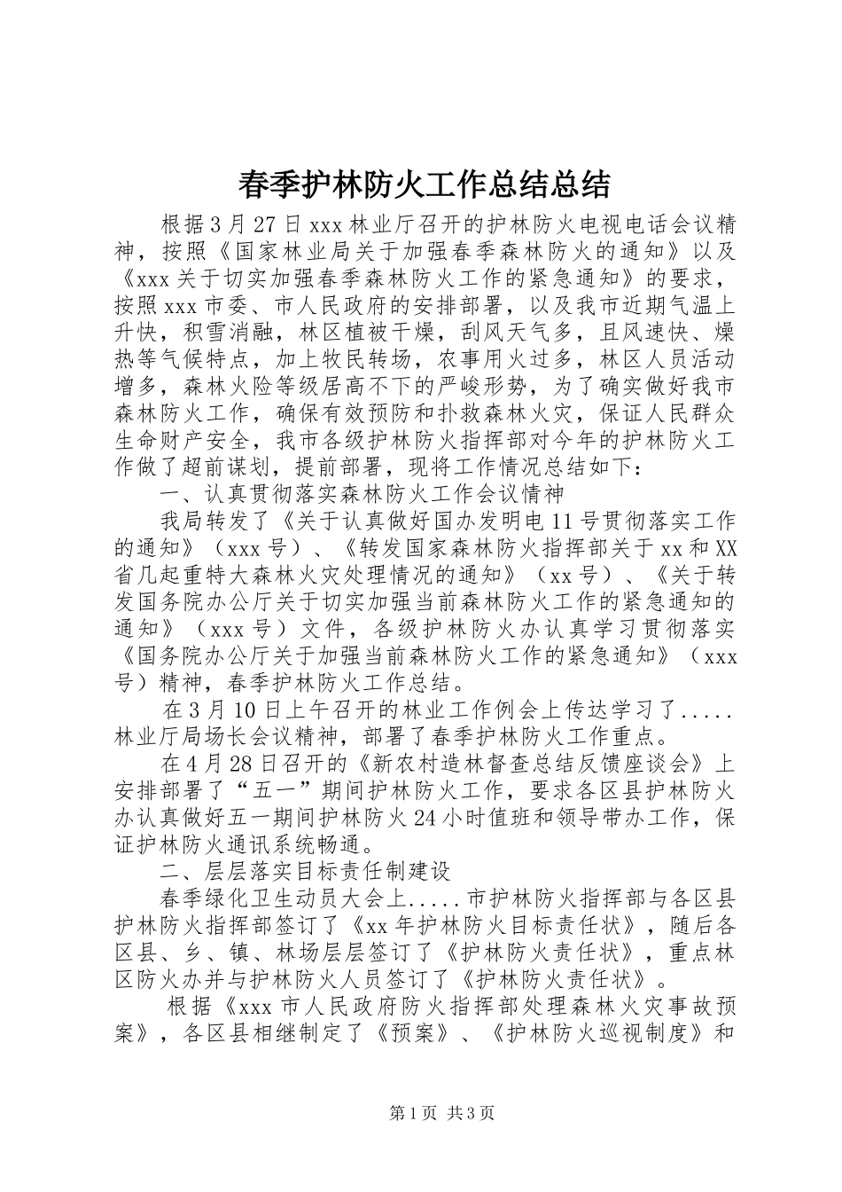 2024年春季护林防火工作总结总结_第1页