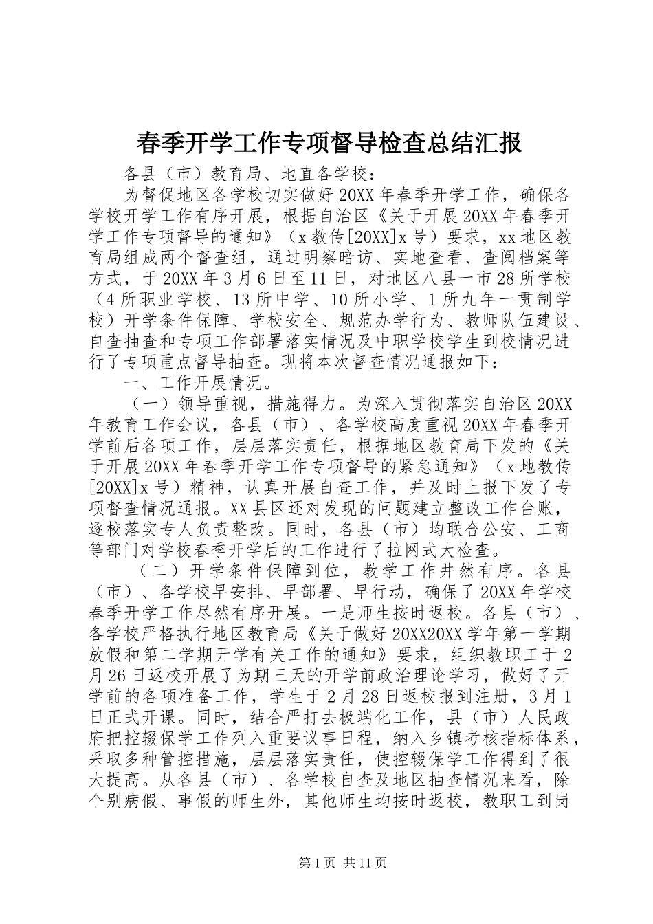 2024年春季开学工作专项督导检查总结汇报_第1页