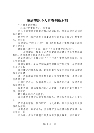 2024年廉洁履职个人自查剖析材料