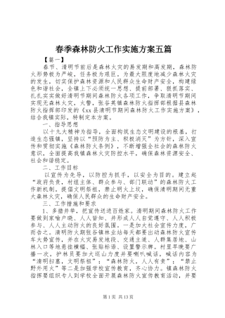 2024年春季森林防火工作实施方案五篇