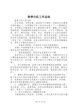 2024年春季少队工作总结