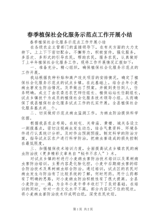 2024年春季植保社会化服务示范点工作开展小结