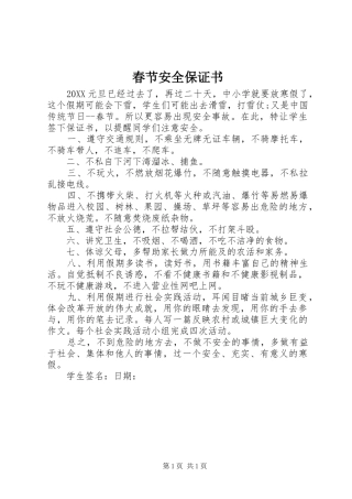 2024年春节安全保证书