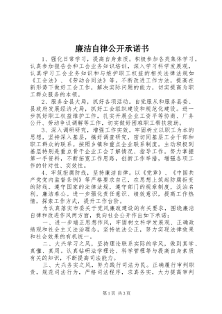 2024年廉洁自律公开承诺书