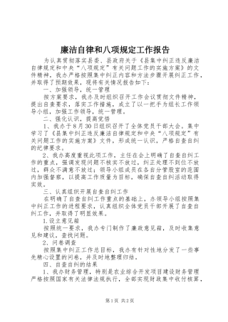 2024年廉洁自律和八项规定工作报告