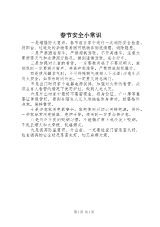 2024年春节安全小常识