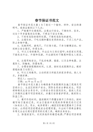 2024年春节保证书范文