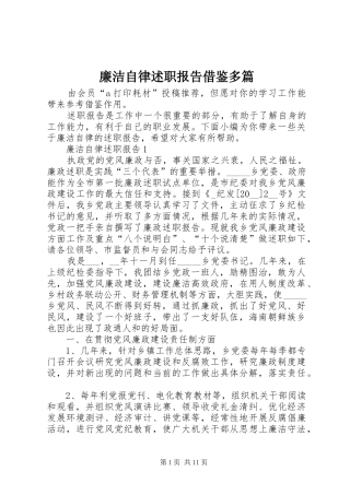 2024年廉洁自律述职报告借鉴多篇