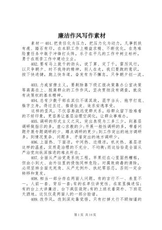 2024年廉洁作风写作素材