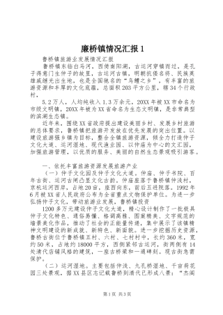 2024年廉桥镇情况汇报