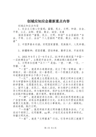 2024年创城应知应会最新重点内容