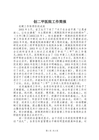 2024年创二甲医院工作简报