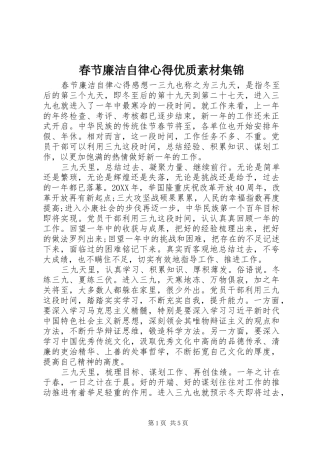 2024年春节廉洁自律心得优质素材集锦