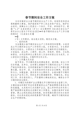 2024年春节期间安全工作方案