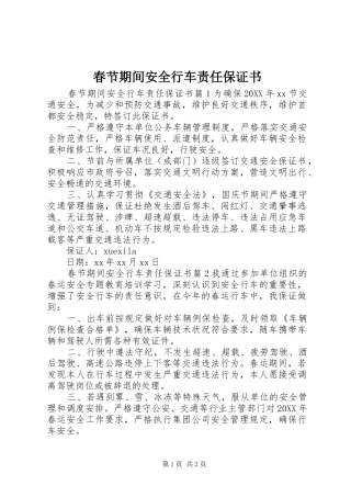 2024年春节期间安全行车责任保证书