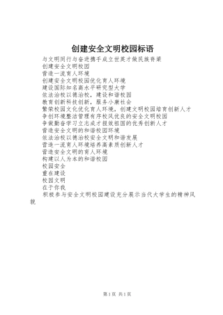 2024年创建安全文明校园标语