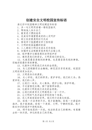 2024年创建安全文明校园宣传标语