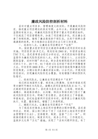 2024年廉政风险防控剖析材料