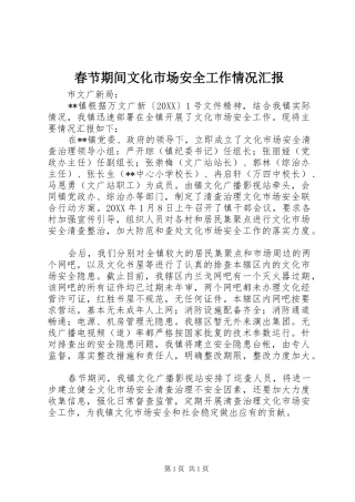 2024年春节期间文化市场安全工作情况汇报