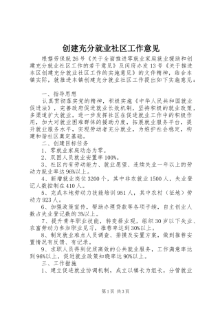 2024年创建充分就业社区工作意见