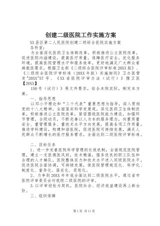 2024年创建二级医院工作实施方案