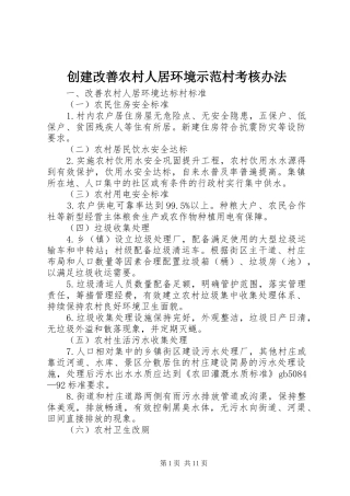 2024年创建改善农村人居环境示范村考核办法