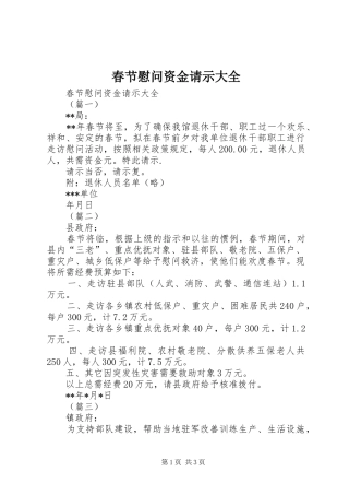 2024年春节慰问资金请示大全