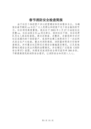 2024年春节消防安全检查简报