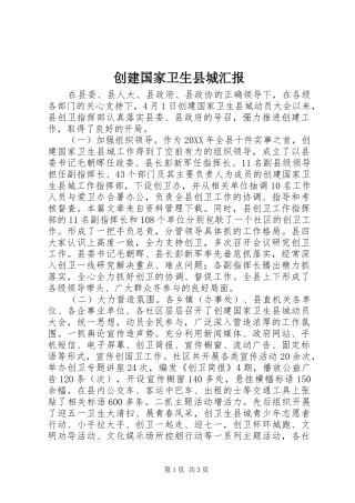 2024年创建国家卫生县城汇报