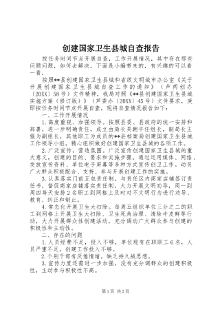 2024年创建国家卫生县城自查报告