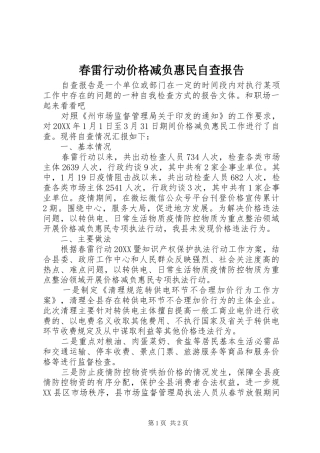 2024年春雷行动价格减负惠民自查报告