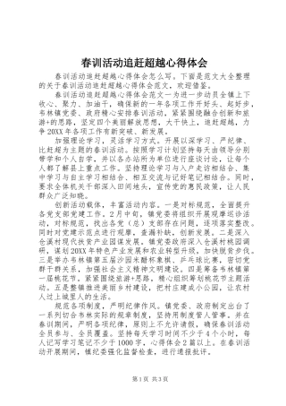 2024年春训活动追赶超越心得体会