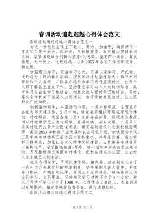 2024年春训活动追赶超越心得体会范文