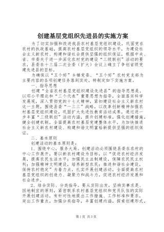 2024年创建基层党组织先进县的实施方案