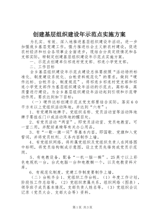 2024年创建基层组织建设年示范点实施方案