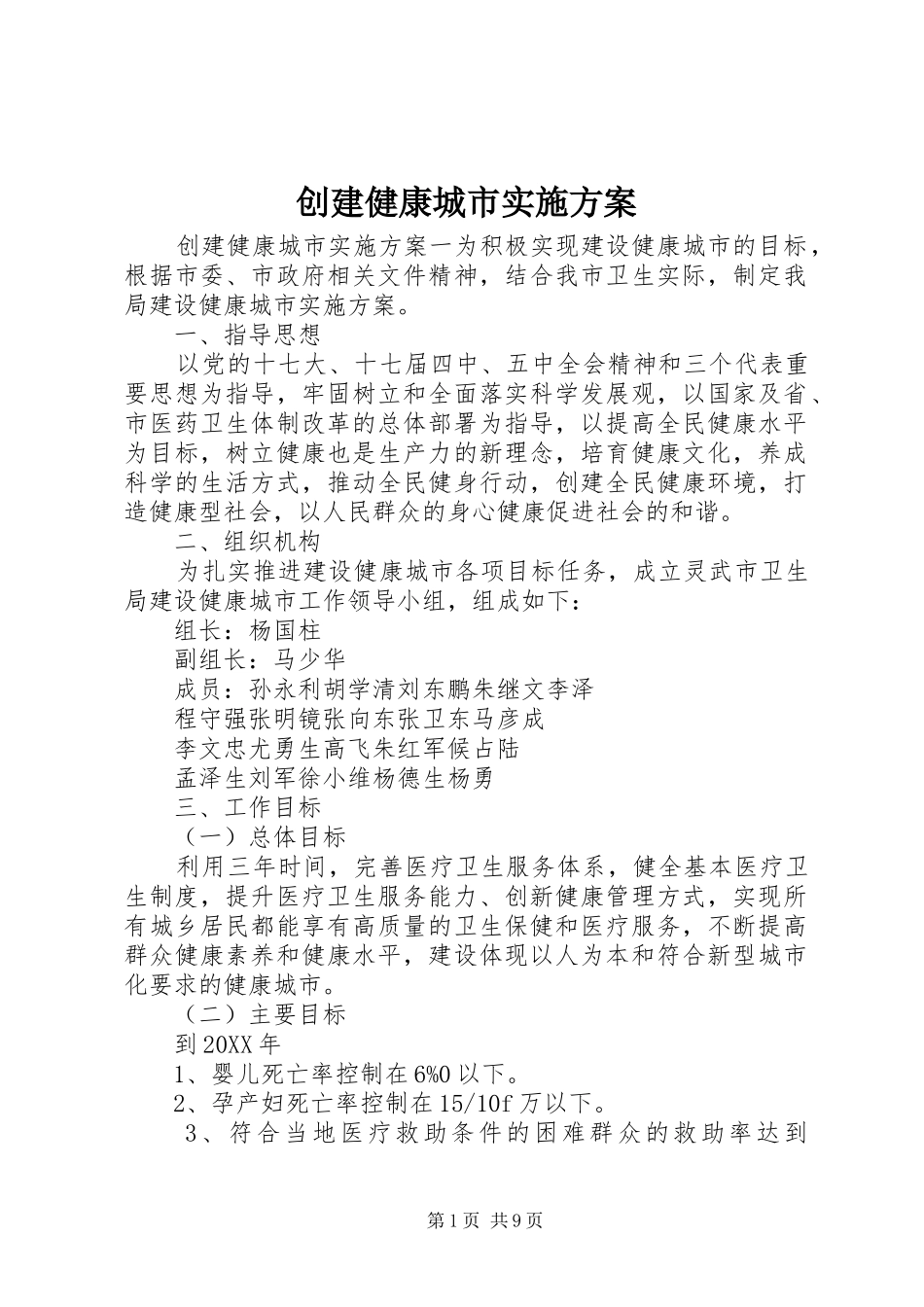 2024年创建健康城市实施方案_第1页