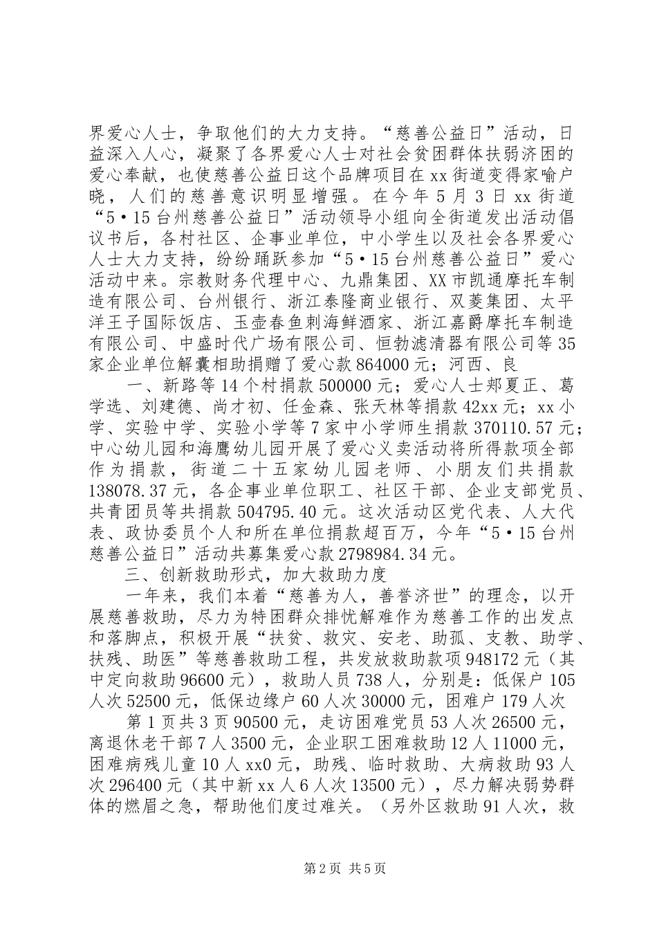 2024年慈善分会工作总结与慈善捐赠汇报材料_第2页